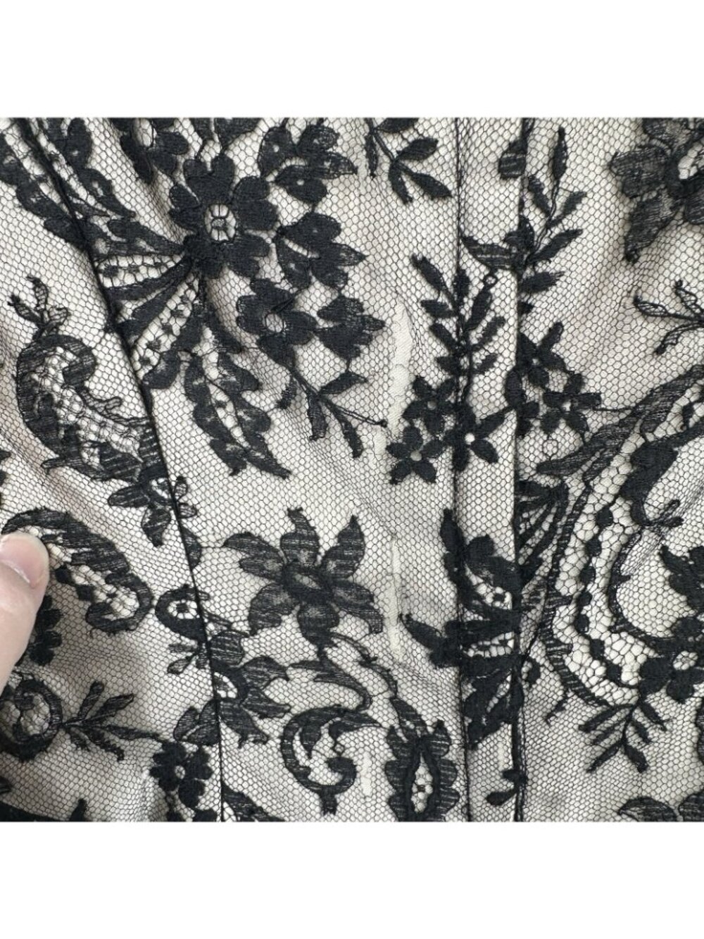 VINTAGE 50S COCKTAIL DRESS XS black lace fit flare party special occasion retro - Picture 13 of 14